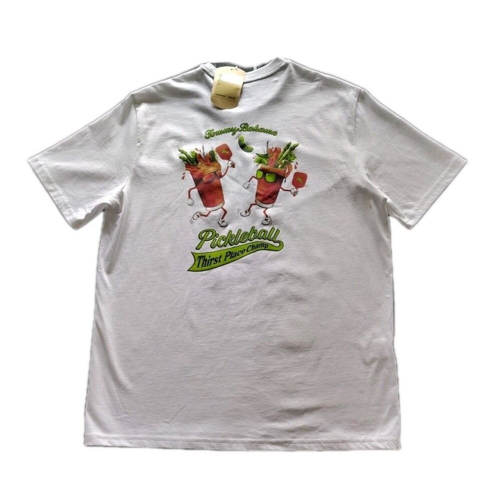 Tommy Bahama Men's Small White Pickleball Thirst Place Champ Graphic Crew-Neck
